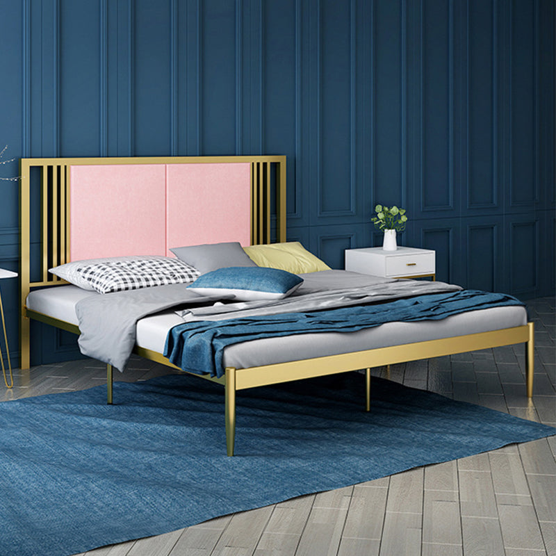 Glam Metal Standard Bed Rectangular Bed with Custom Gold Leg