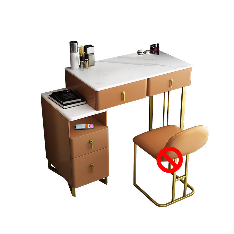 Glam Stone Vanity Table with 4 Storage Drawers 15.74" Wide Makeup Table
