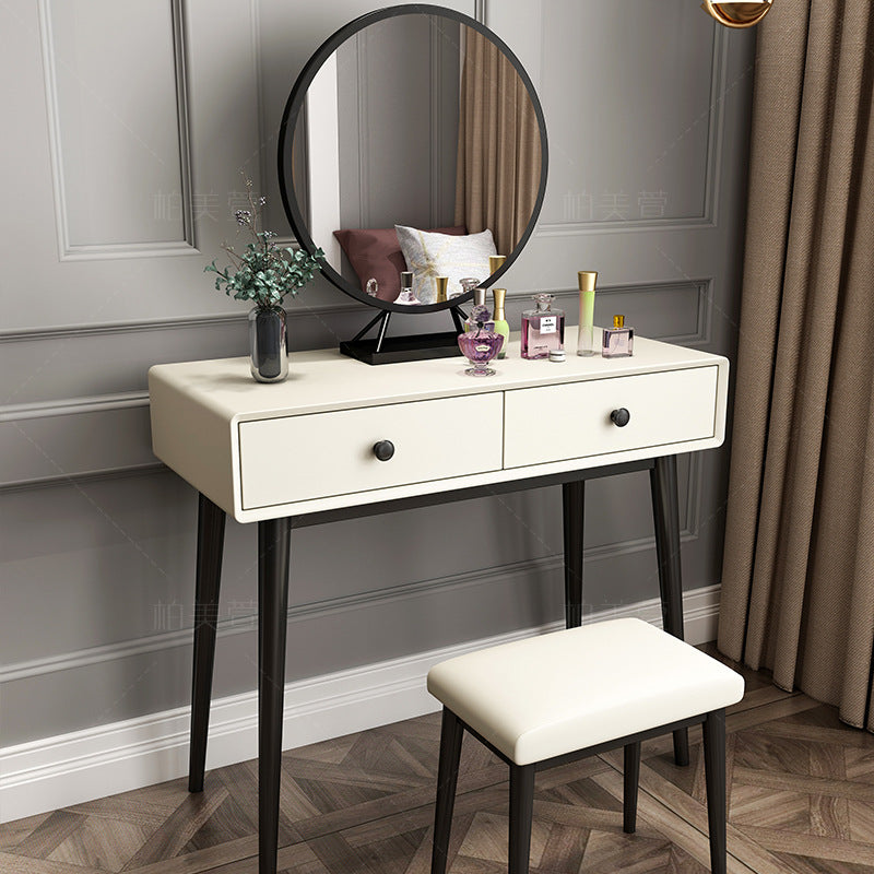Wood White Makeup Table with 2 Drawers 15.74" Wide Vanity Tables for Bedroom