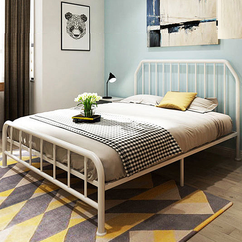 Solid Color Metal Open-Frame Bed Glam Slat Bed with Headboard