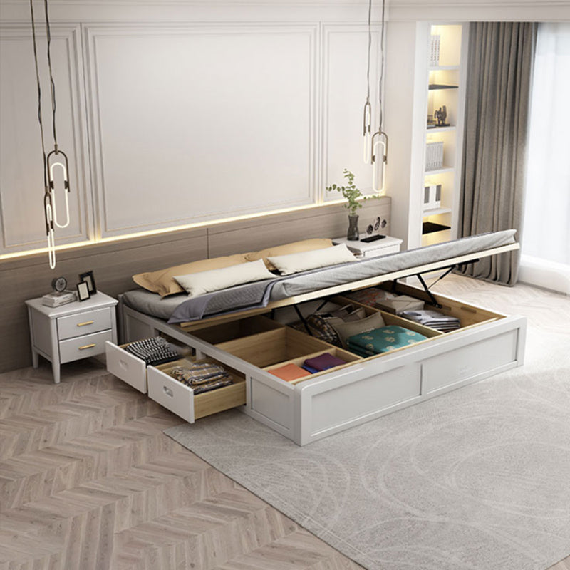 MidCentury Modern White Platform Bed Frame Solid Wood Platform Bed