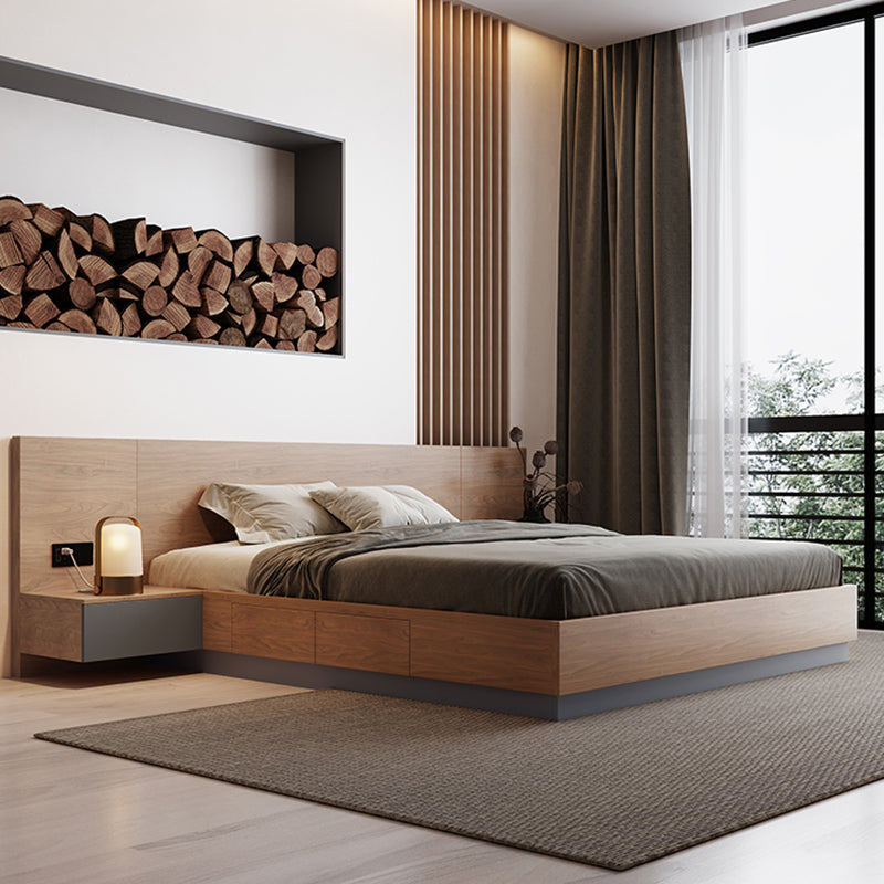 Brown Panel Bed Lift Up Storage Standard Rectangular Panel Bed