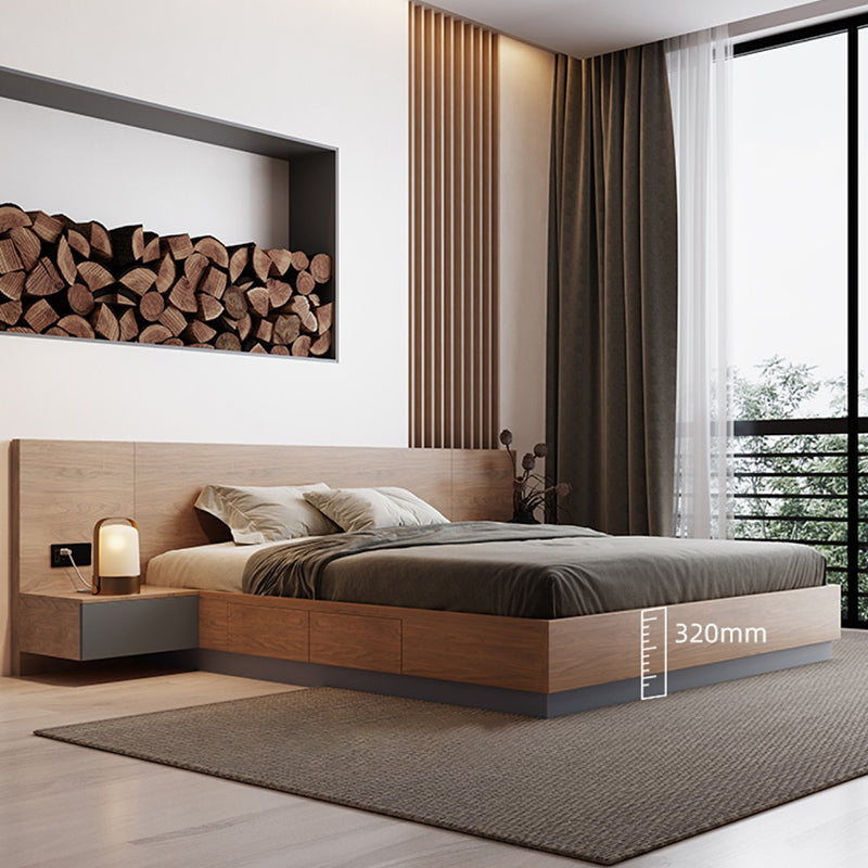 Brown Panel Bed Lift Up Storage Standard Rectangular Panel Bed