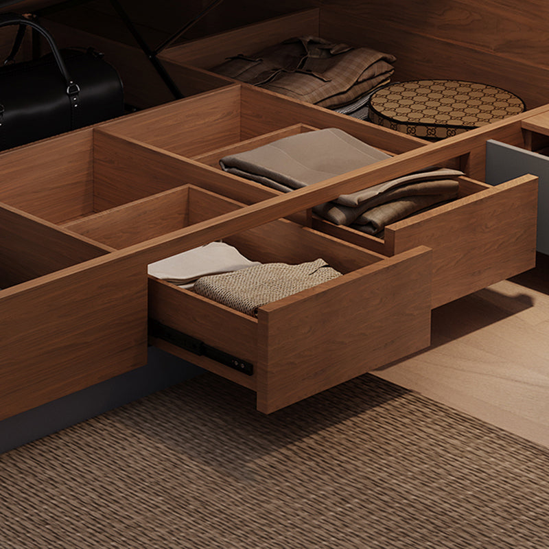 Brown Panel Bed Lift Up Storage Standard Rectangular Panel Bed