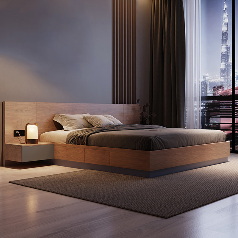 Brown Panel Bed Lift Up Storage Standard Rectangular Panel Bed