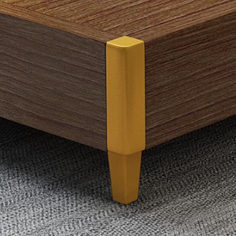 Espresso Panel Bed Mid-Century Modern Standard Bed with Headboard