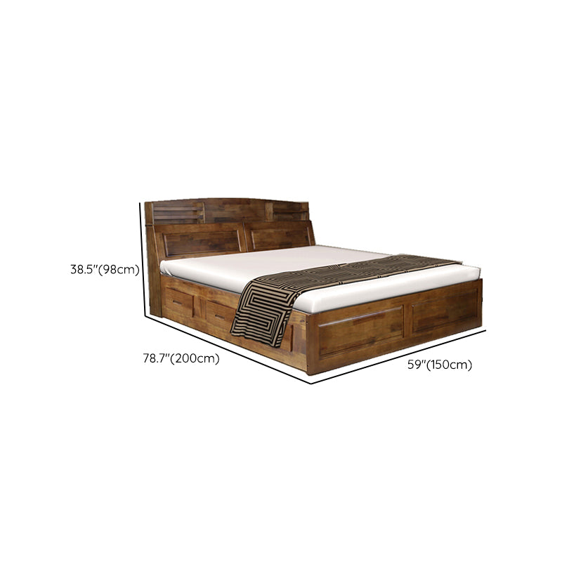 Traditional Solid Wood Standard Rectangular Open-Frame Headboard Bed