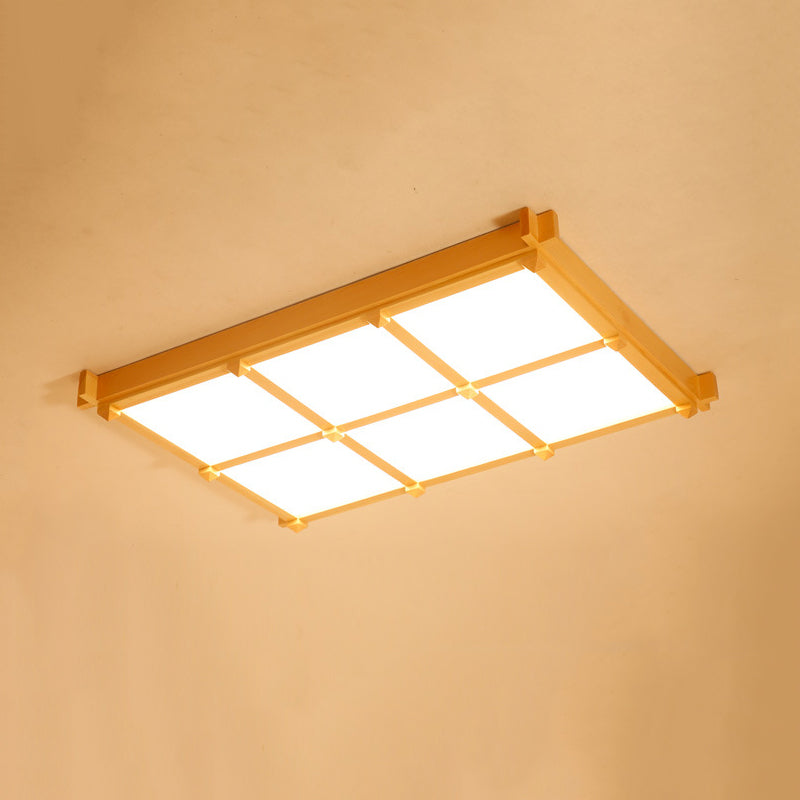 Square Flush Mount Minimalism Wood Flush Mount Light for Dining Room