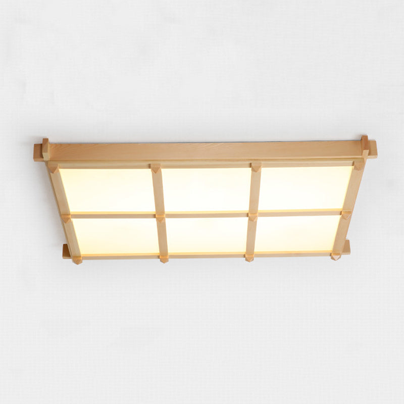 Square Flush Mount Minimalism Wood Flush Mount Light for Dining Room