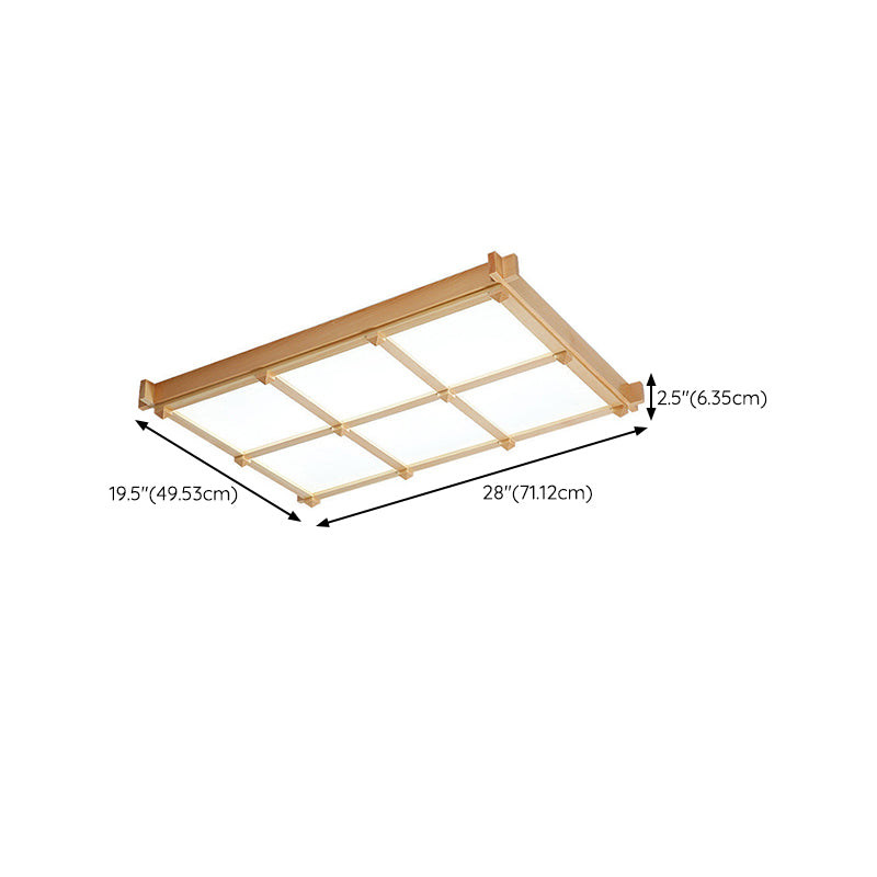 Square Flush Mount Minimalism Wood Flush Mount Light for Dining Room