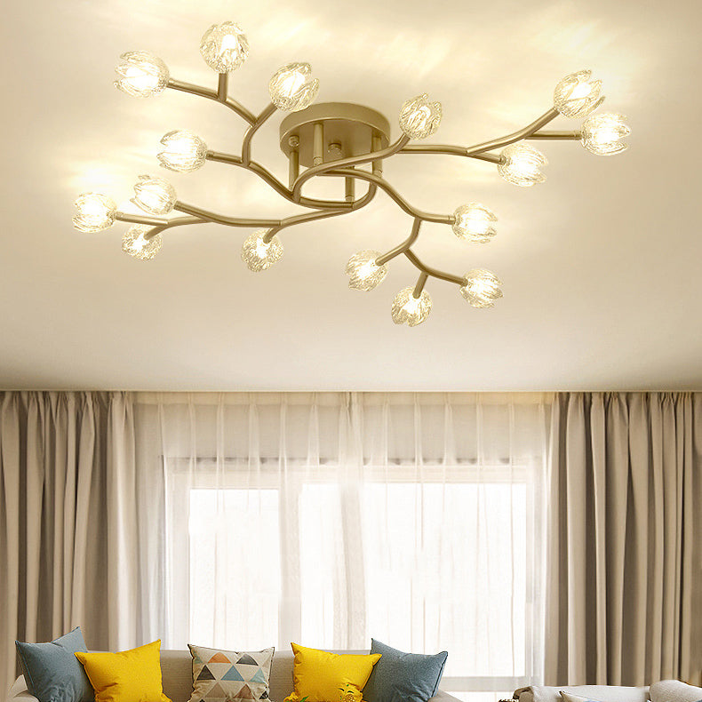 Modern Style Flower Shape Flush Mount Metal Ceiling Light for Living Room