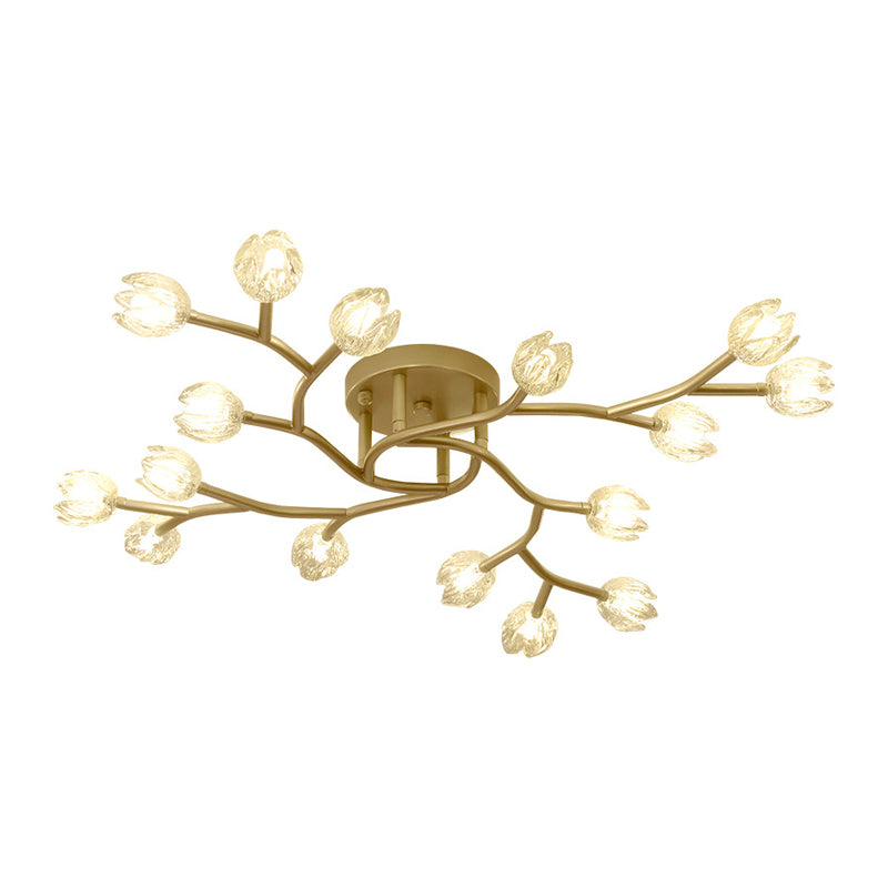 Modern Style Flower Shape Flush Mount Metal Ceiling Light for Living Room