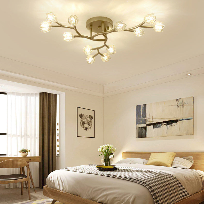 Modern Style Flower Shape Flush Mount Metal Ceiling Light for Living Room