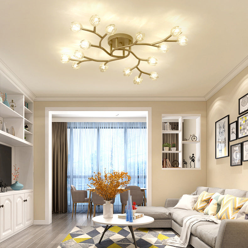 Modern Style Flower Shape Flush Mount Metal Ceiling Light for Living Room
