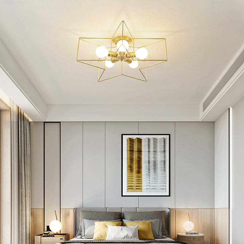 Star Shape Flush Mount Ceiling Fixture Modern Flush Ceiling Lights in Gold