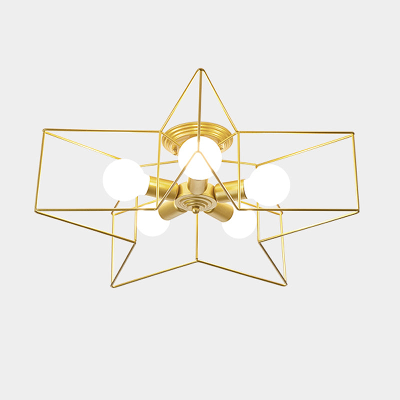 Star Shape Flush Mount Ceiling Fixture Modern Flush Ceiling Lights in Gold