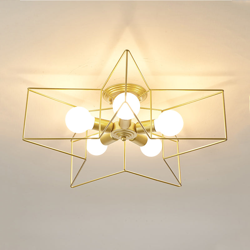Star Shape Flush Mount Ceiling Fixture Modern Flush Ceiling Lights in Gold