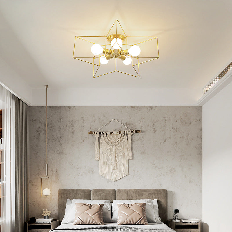 Star Shape Flush Mount Ceiling Fixture Modern Flush Ceiling Lights in Gold