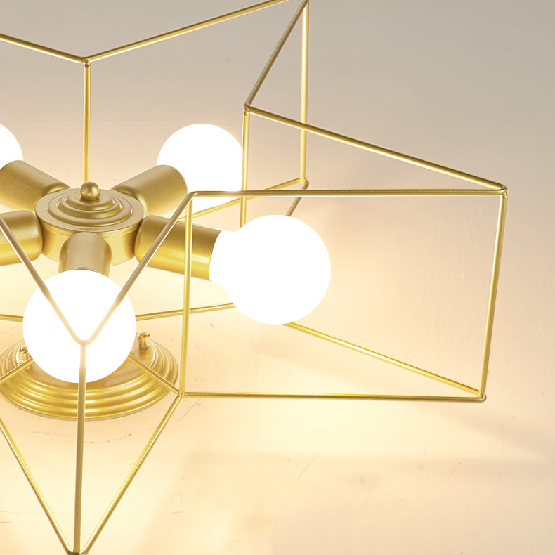 Star Shape Flush Mount Ceiling Fixture Modern Flush Ceiling Lights in Gold