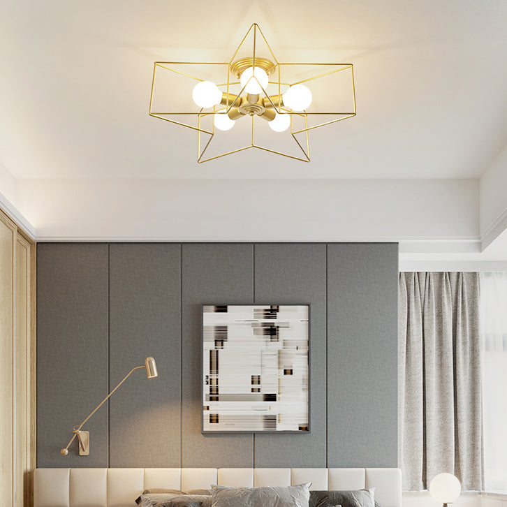 Star Shape Flush Mount Ceiling Fixture Modern Flush Ceiling Lights in Gold