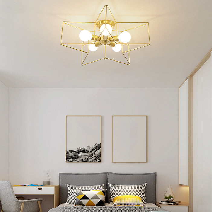 Star Shape Flush Mount Ceiling Fixture Modern Flush Ceiling Lights in Gold