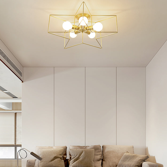 Star Shape Flush Mount Ceiling Fixture Modern Flush Ceiling Lights in Gold