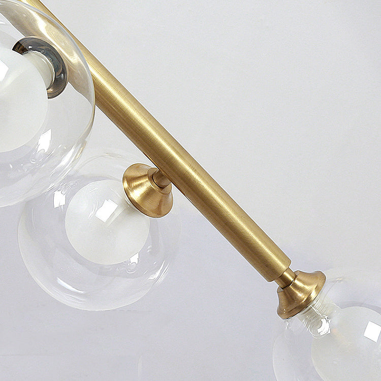 8-Lights Linear Hanging Ceiling Light Modern Glass Hanging Lamp Kit
