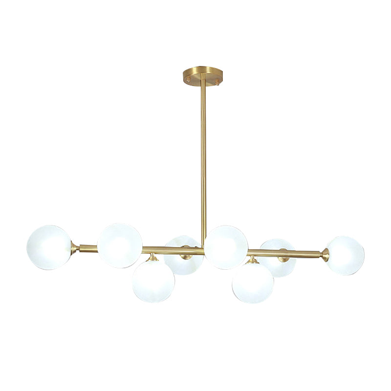 8-Lights Linear Hanging Ceiling Light Modern Glass Hanging Lamp Kit