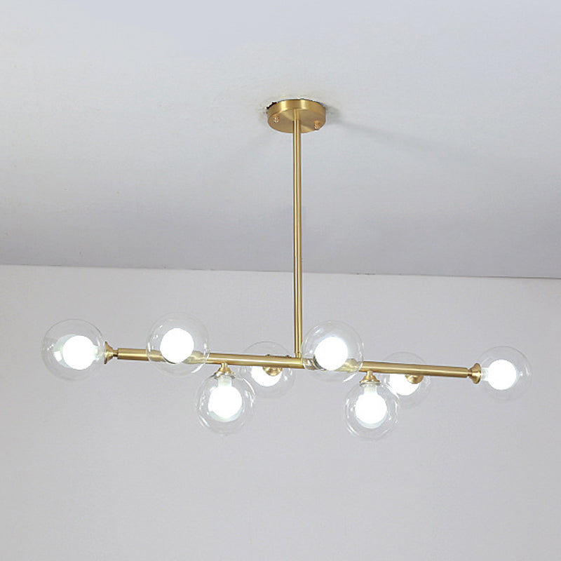 8-Lights Linear Hanging Ceiling Light Modern Glass Hanging Lamp Kit