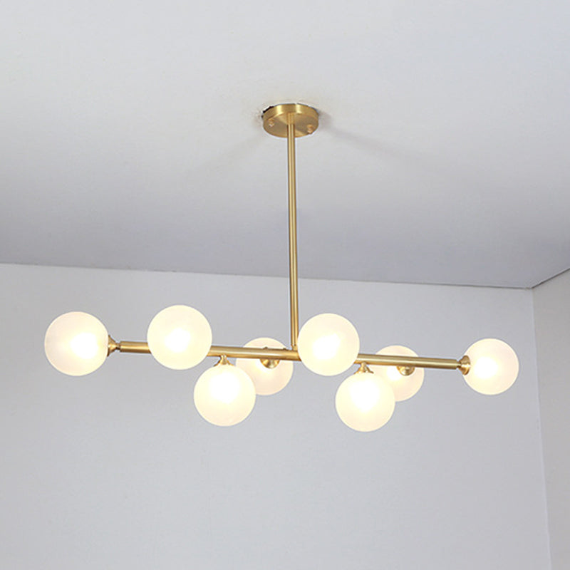 8-Lights Linear Hanging Ceiling Light Modern Glass Hanging Lamp Kit