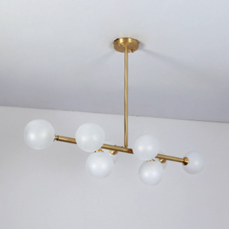 8-Lights Linear Hanging Ceiling Light Modern Glass Hanging Lamp Kit