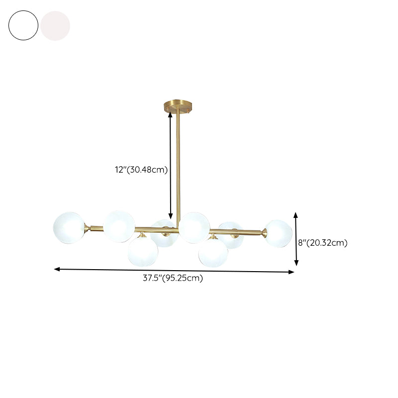 8-Lights Linear Hanging Ceiling Light Modern Glass Hanging Lamp Kit