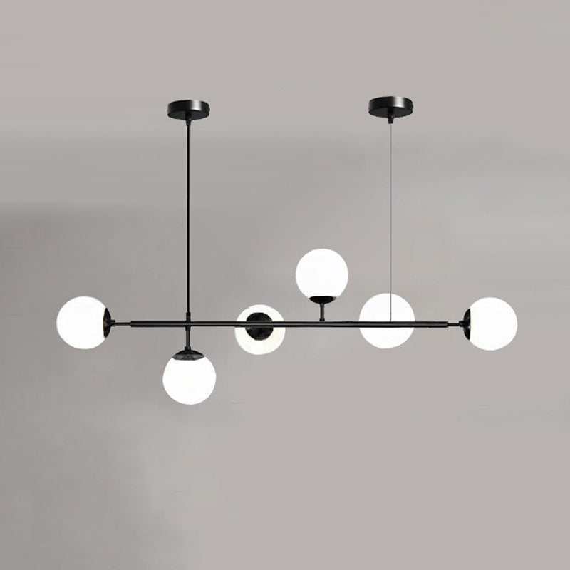Linear Pendant Lighting Minimal Glass 6 Lights Chandelier Lighting in Black