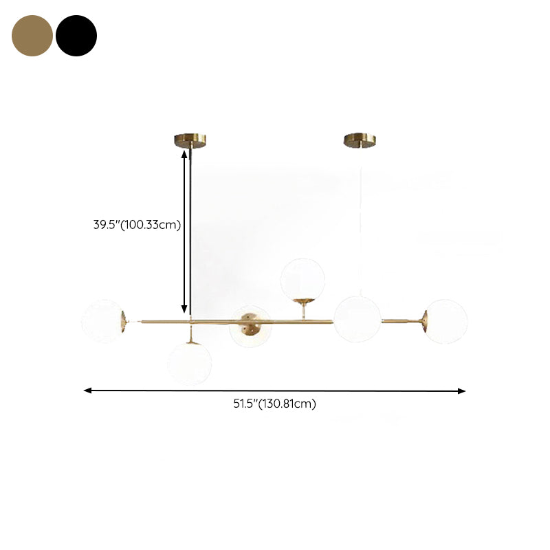 Linear Pendant Lighting Minimal Glass 6 Lights Chandelier Lighting in Black