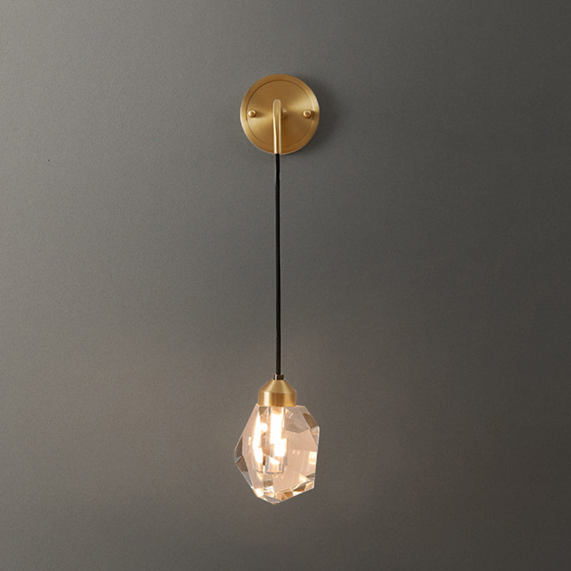 Contemporary Wall Sconce Crystal and Brass Sconce Lighting for Hallway