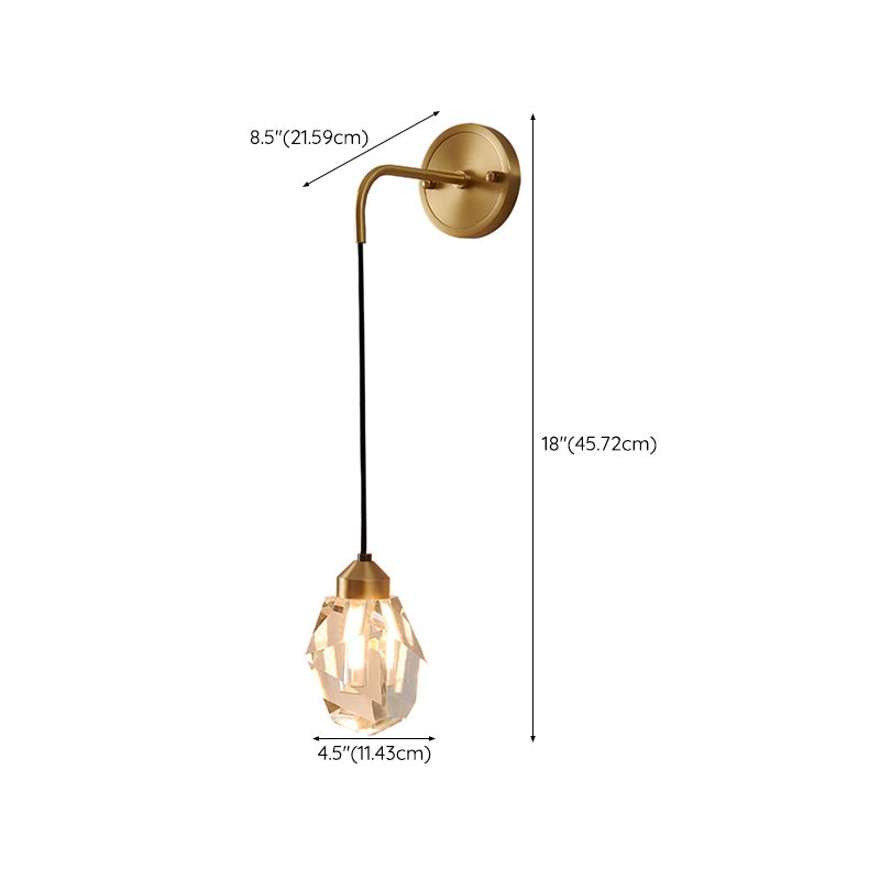 Contemporary Wall Sconce Crystal and Brass Sconce Lighting for Hallway