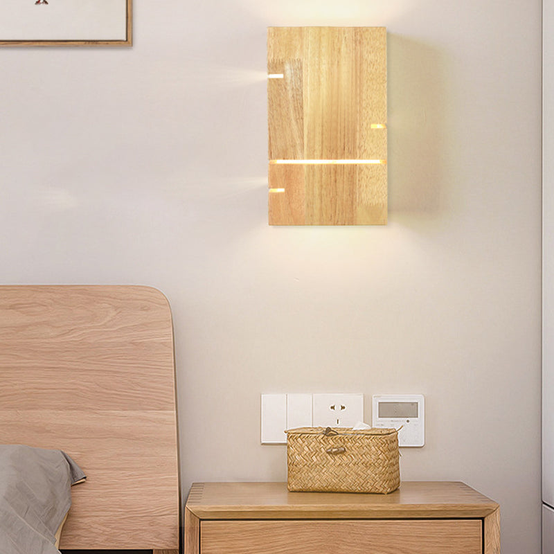 Wood Rectangular Wall Mounted Light Modern 2 Lights Wall Mounted Light Fixture