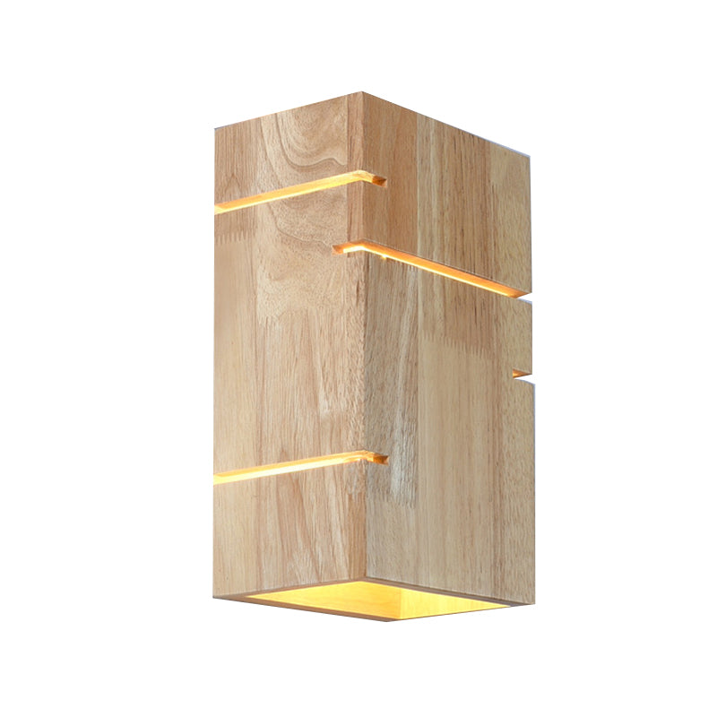 Wood Rectangular Wall Mounted Light Modern 2 Lights Wall Mounted Light Fixture
