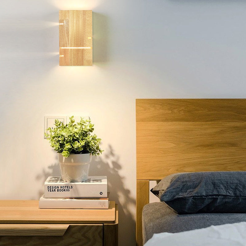 Wood Rectangular Wall Mounted Light Modern 2 Lights Wall Mounted Light Fixture