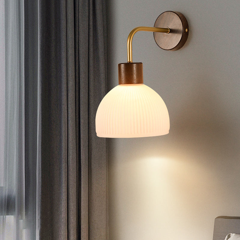 Glass Bowl Shape Wall Light Modern Style 1 Light Wall Light Sconce in Brown