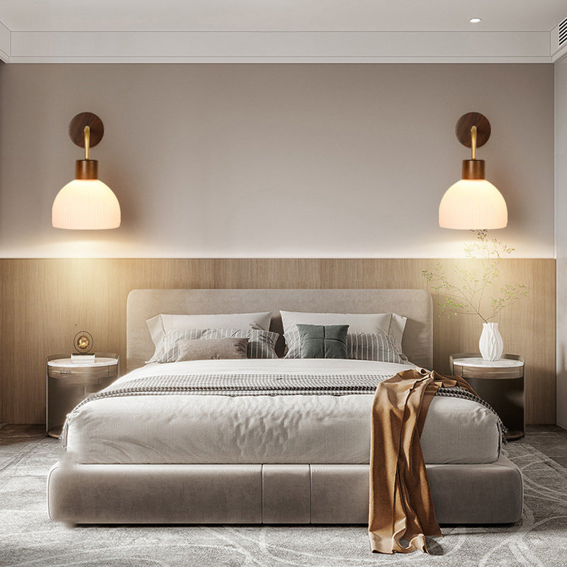Glass Bowl Shape Wall Light Modern Style 1 Light Wall Light Sconce in Brown