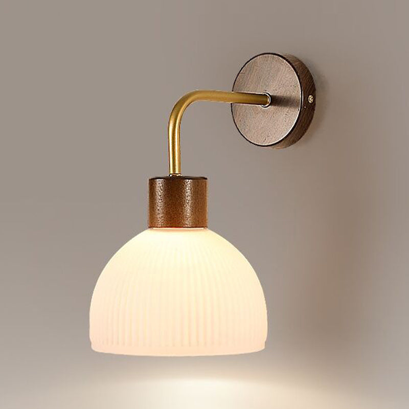 Glass Bowl Shape Wall Light Modern Style 1 Light Wall Light Sconce in Brown