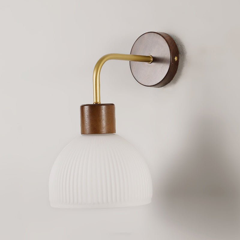 Glass Bowl Shape Wall Light Modern Style 1 Light Wall Light Sconce in Brown