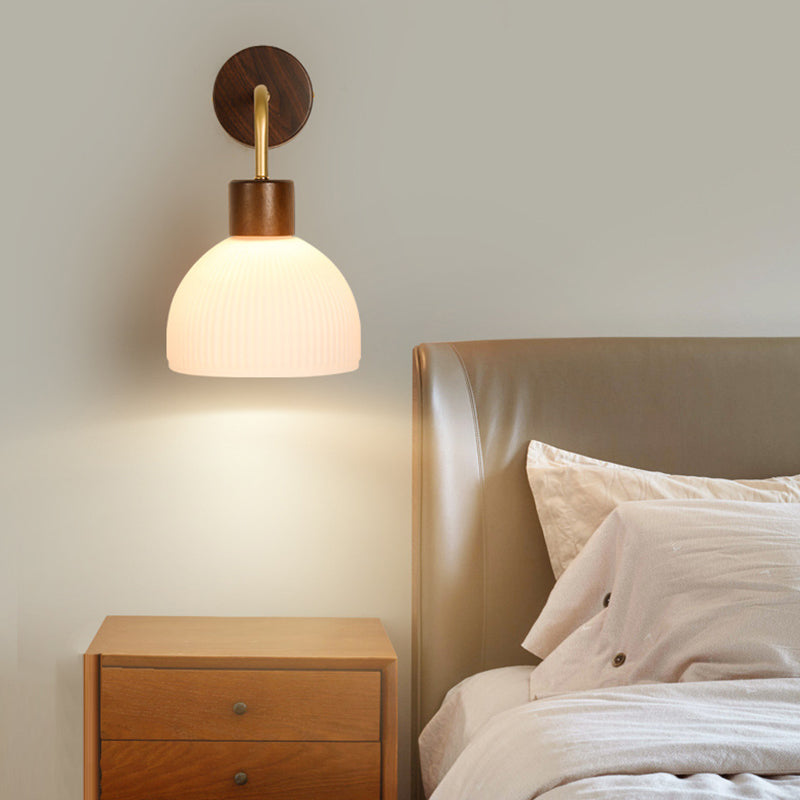 Glass Bowl Shape Wall Light Modern Style 1 Light Wall Light Sconce in Brown