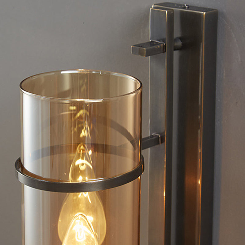 Glass Cylinder Shape Wall Light Modern Style 1-Light Wall Light Sconce