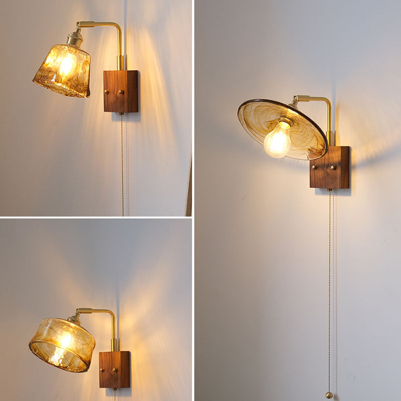 Contemporary Wall Sconce Armed Sconce Lighting with Glass for Bedroom
