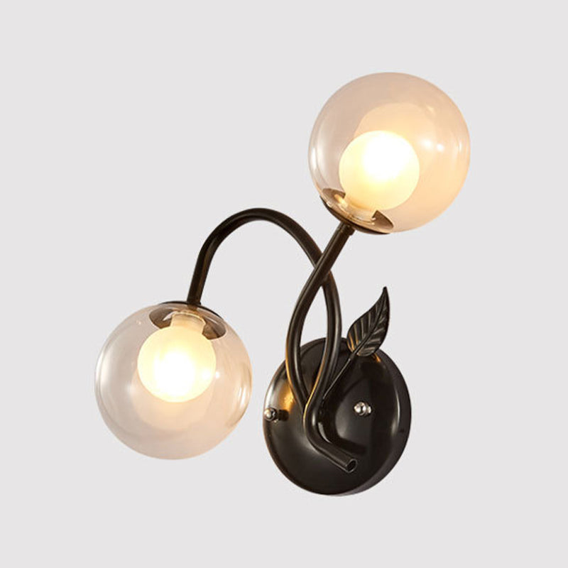 Industrial Style Ball Wall Sconce Glass 2 Light Sconces for Dining Room