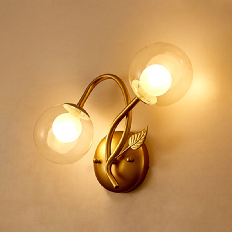 Industrial Style Ball Wall Sconce Glass 2 Light Sconces for Dining Room