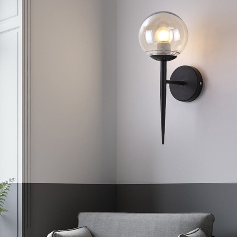 Industrial Style Ball Shape Wall Sconce Glass 1 Light Sconces for Hallway