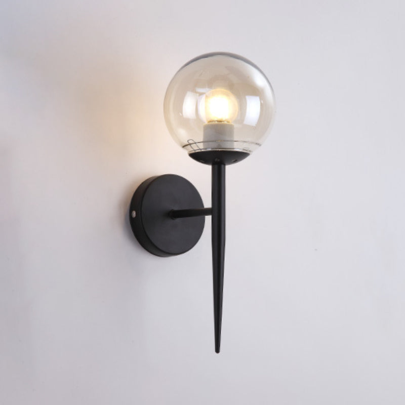 Industrial Style Ball Shape Wall Sconce Glass 1 Light Sconces for Hallway